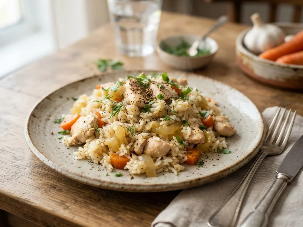 Ленивый плов с курицей в рукаве
