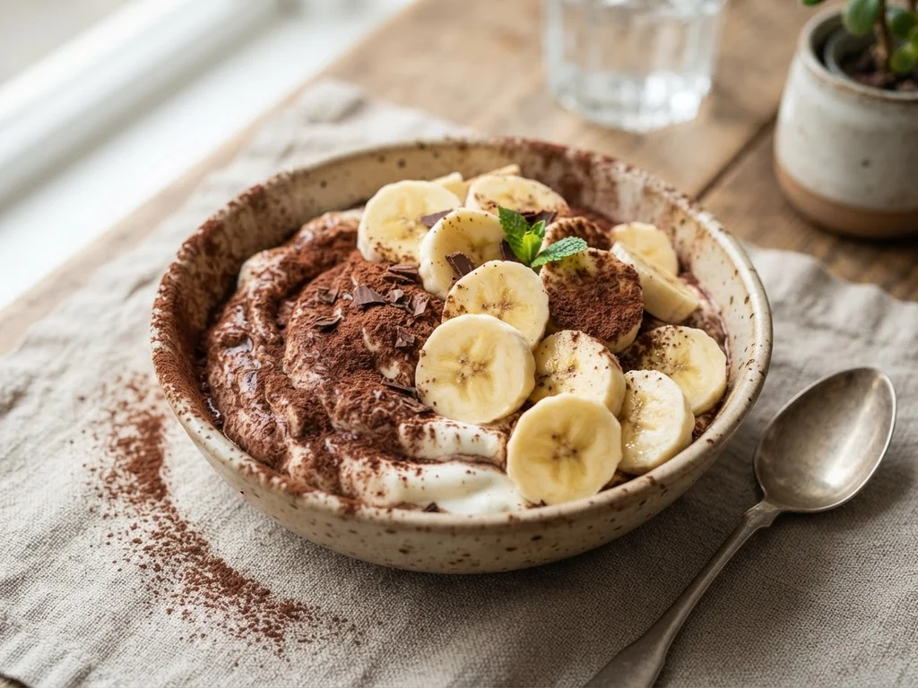 Творожная масса с бананом и какао